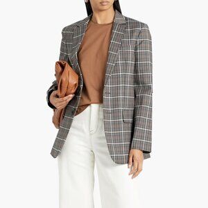Tibi "Gabe" Checked Blazer w Cutout Elbows, size 8